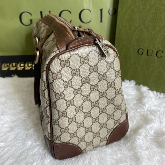 💎✨BEAUTIFUL✨💎 GUCCI Sherry Old Gucci GG Supreme Leather Boston Bag - Picture 4 of 17